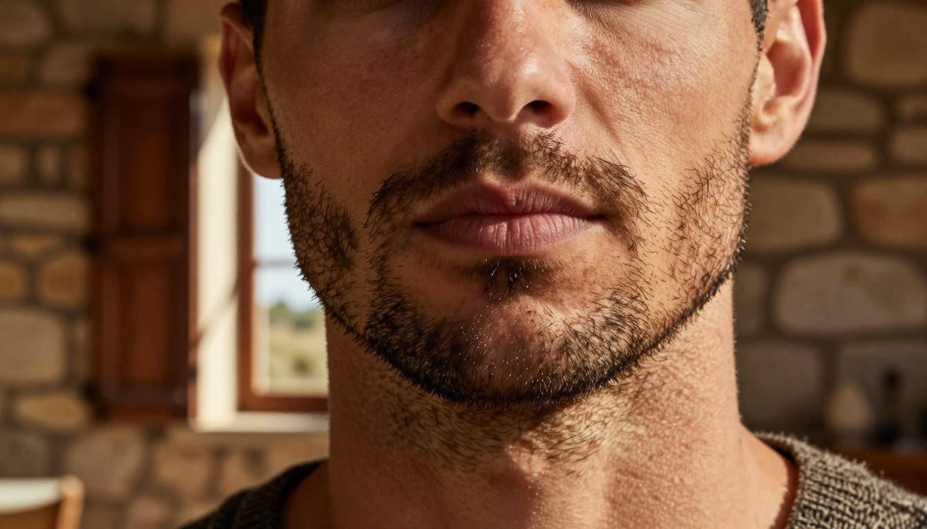 Hombre con barba verdura y barba fruta:, fotografía editorial masculina