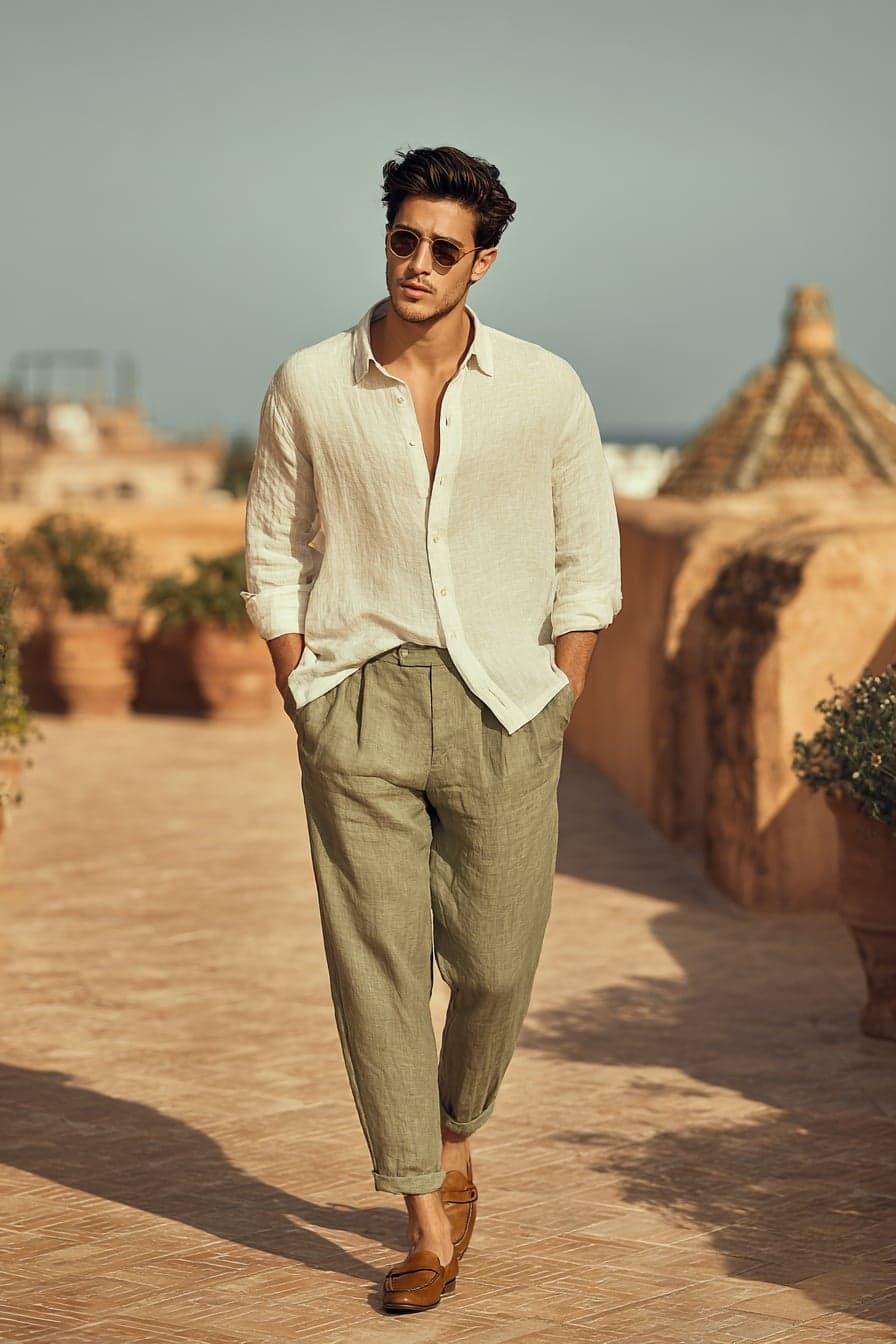 Hombre con looks verano hombre 2026: playa,, fotografía editorial masculina