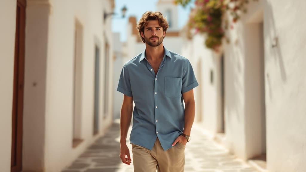 Look de lino en arena y zapatillas blancas, moda hombre verano 2026