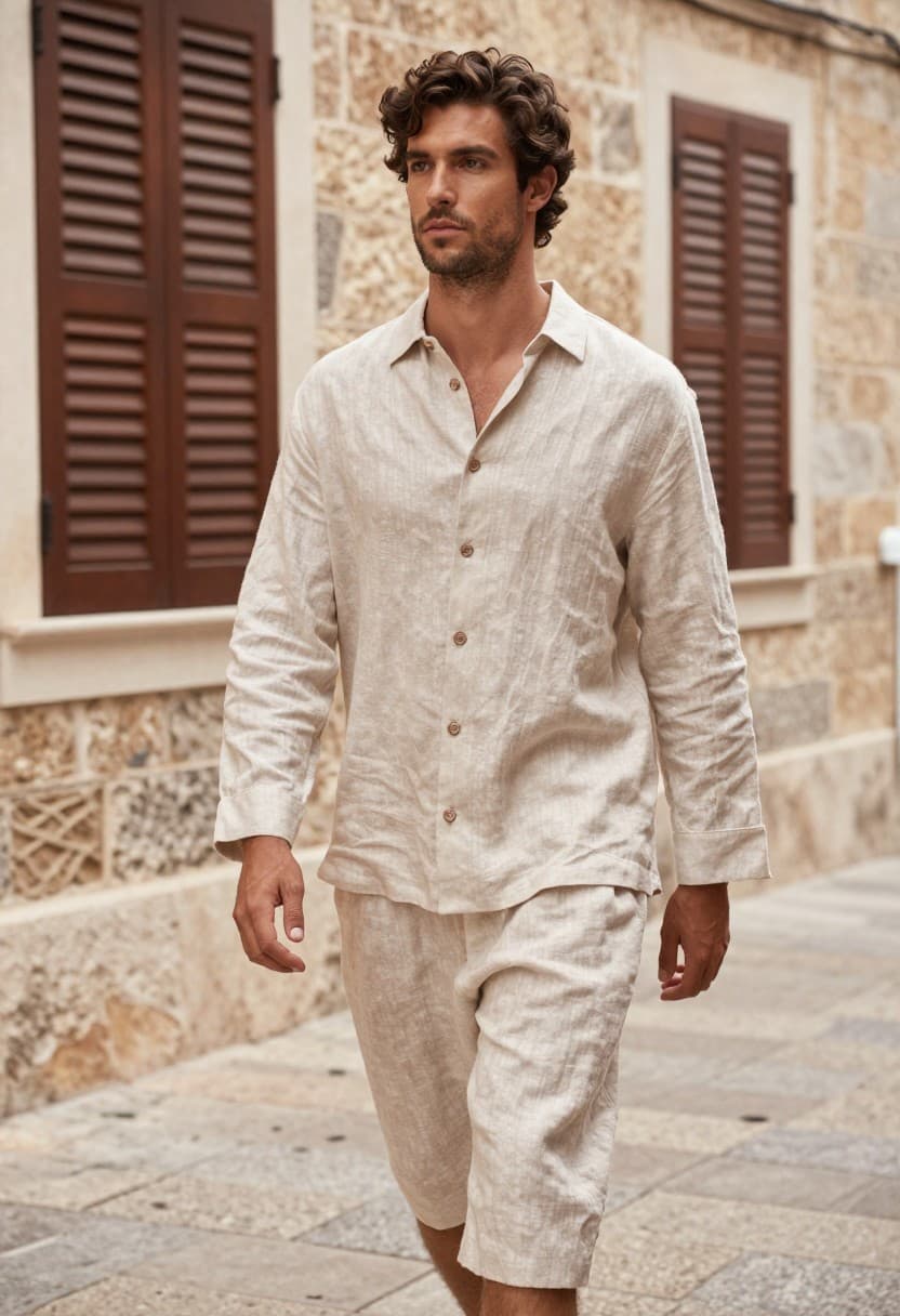 Ropa de lino hombre: guía de verano 2026, fotografía editorial masculina