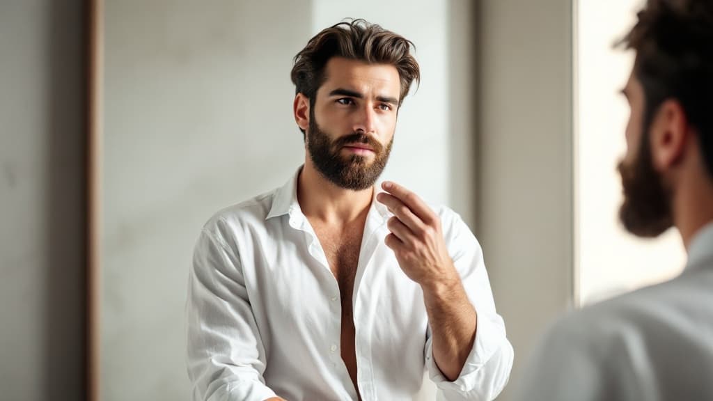 Hombre con cómo cuidar la barba en, fotografía editorial masculina