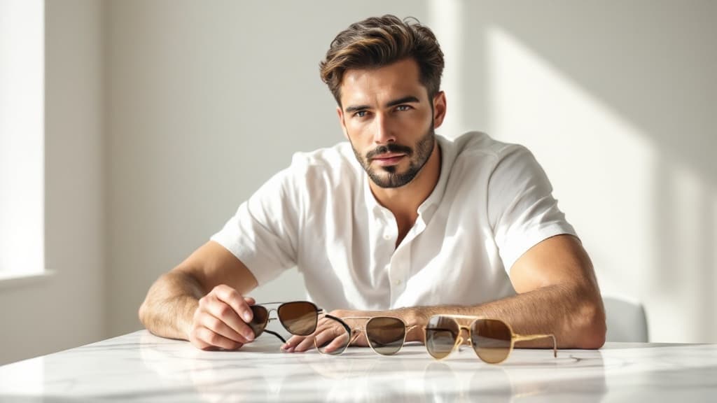 Hombre con gafas de sol hombre 2026:, fotografía editorial masculina