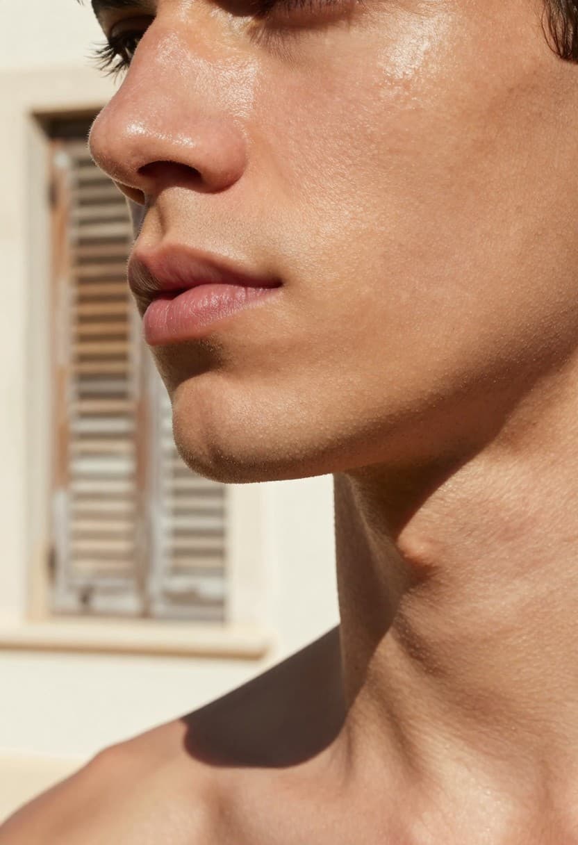 Hombre con sérum antiedad hombre: cuándo empezar, fotografía editorial masculina