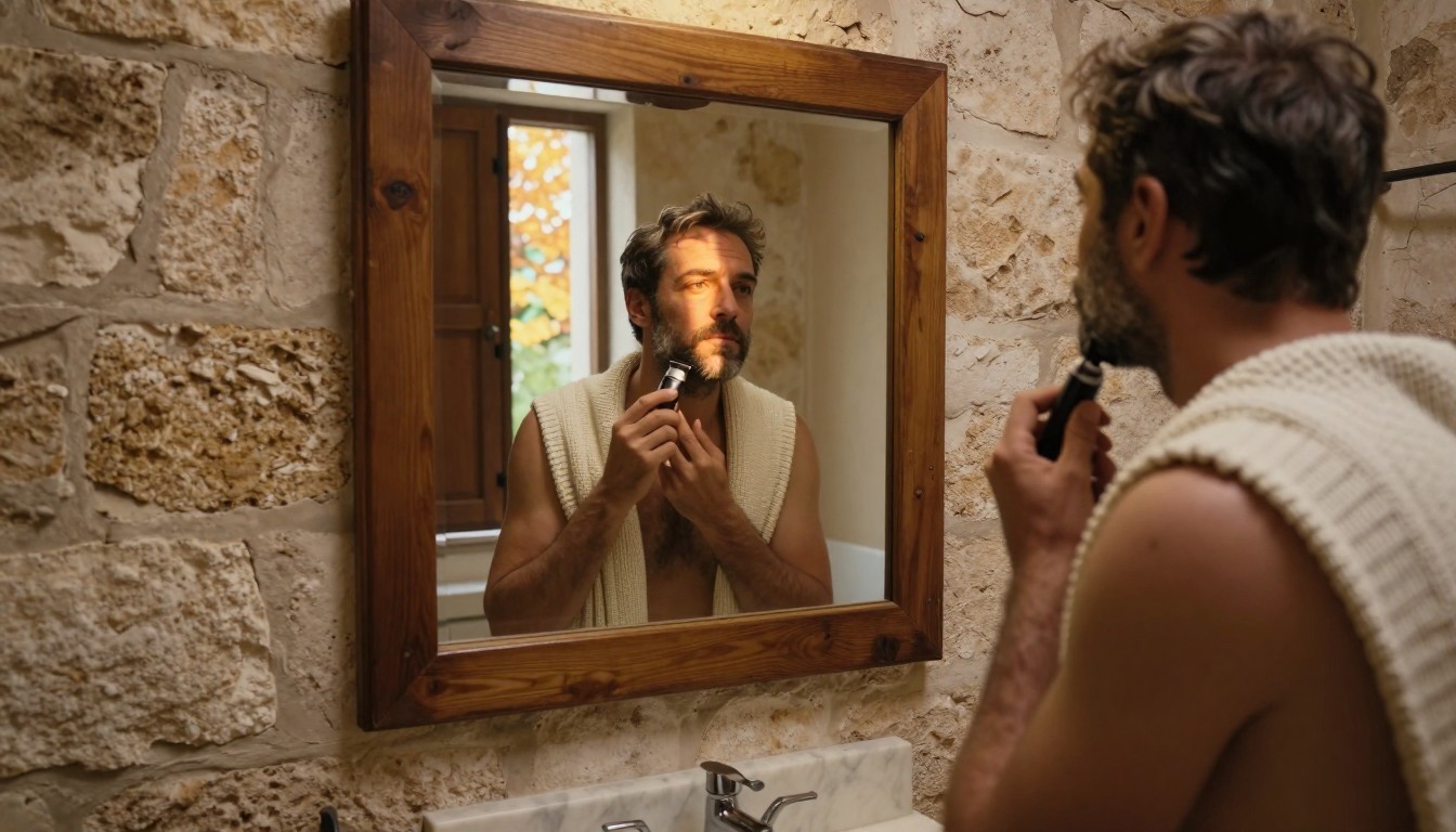 Imagen junto a sección "Cómo hacer la barba inglesa paso a paso", fotografía editorial masculina
