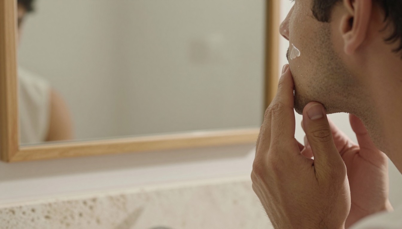 Imagen junto a sección "Cómo usar retinol hombre por la noche: paso a paso", fotografía editorial masculina
