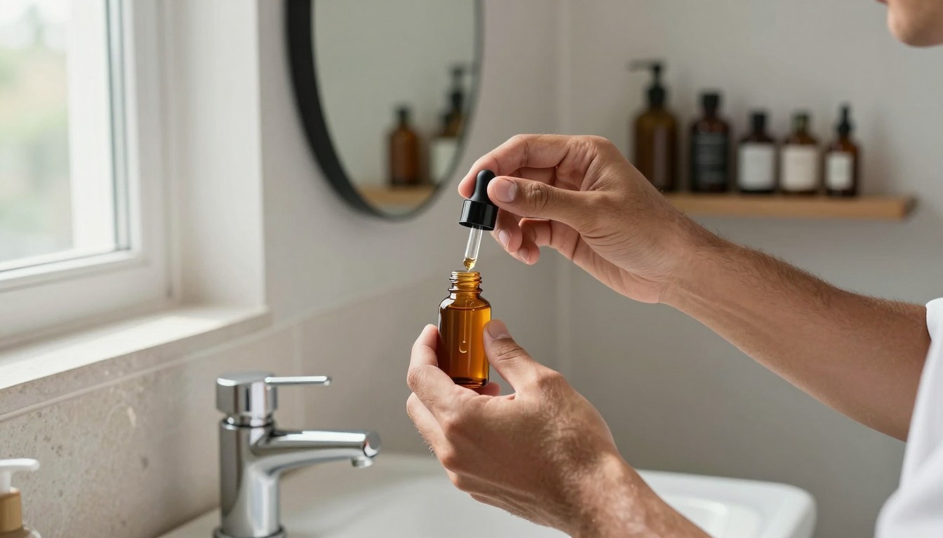 Imagen junto a sección "Dónde encaja el sérum: la duda más frecuente", fotografía editorial masculina
